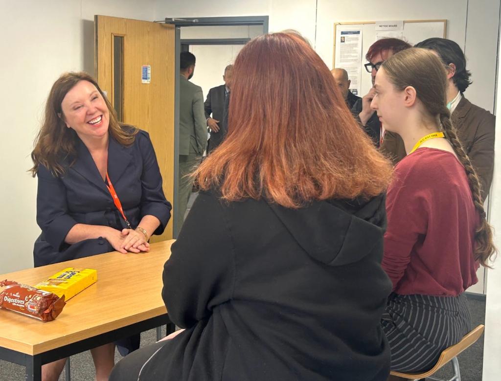 Rachel de Souza meeting students at John Leggott College